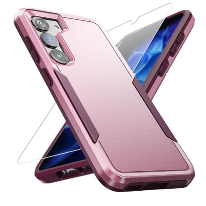 for Samsung Galaxy S23 Case with HD Screen Protector, Dual Layer Military Grade Drop Tested, Heavy Duty Rugged Shockproof Non-Slip Outdoor Protective Cover, Pink - color: Pink
