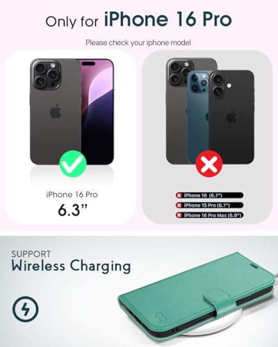 OCASE for iPhone 16 Pro Wallet Case, PU Leather Crossbody Phone Case with Removable Shoulder Strap, Kickstand, RFID Blocking Card Slots, Flip Folio Phone Cover 6.3 Inch 2024, Green - color: Green, size: iPhone 16 Pro
