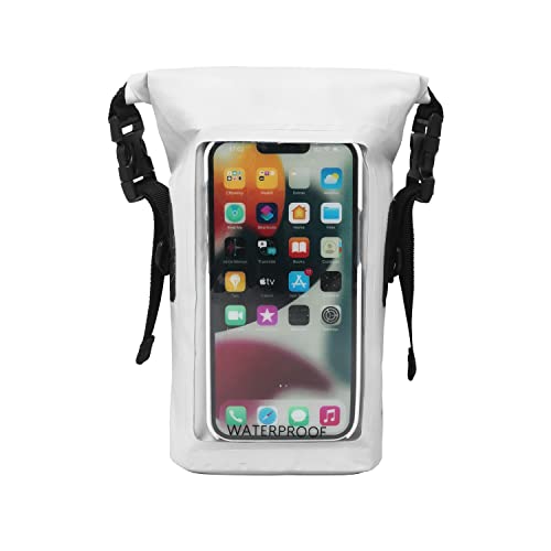 geckobrands Waterproof Phone Tote with 2L Dry Bag and Adjustable Strap – Protect Your Phone and Valuables While on The Go White - color: White