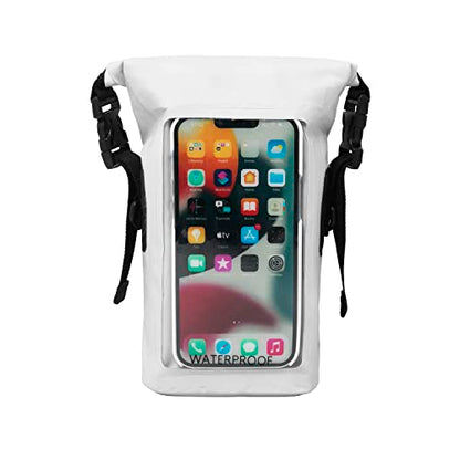 geckobrands Waterproof Phone Tote with 2L Dry Bag and Adjustable Strap – Protect Your Phone and Valuables While on The Go White - color: White