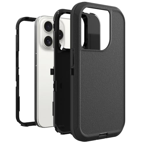 Case for iPhone 15 Pro Max, Heavy-Duty Tough Rugged Shockproof Drop Protective Cover Phone Cases, Black - color: Black+Black, size: iPhone 15 Pro Max