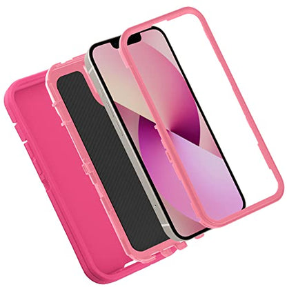 Co-Goldguard Shockproof Case for iPhone 13 with Tempered Glass Screen Protector 3 Layer Military Grade Drop Protection Heavy Duty Protection Rugged Rubber Phone Case Cover for iPhone 13 6.1 Pink - color: Pink