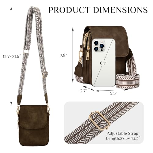 Fashion Small Crossbody Bags for Women Trendy Designer Cell Phone Purses | Adjustable Straps,with Card Holder,Detachable Wristlet Strap,small Cross Body Bag for Woman,Mini Bags,Travel Purse,Work,Gym - color: Coffee