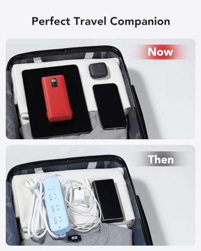 charmast Portable Charger Power Bank 10000mAh with Built-in AC Wall Plug - color: Red