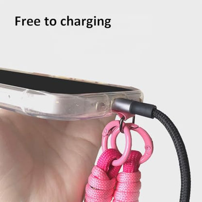 Braided Phone Crossbody Lanyard, Adjustable Neck and Wrist Strap with Quick Release Compatible with Most Smartphones - color: Wine Red