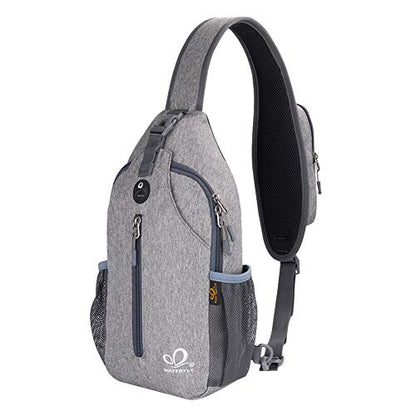 WATERFLY Crossbody Sling Backpack Sling Bag Travel Hiking Chest Bag Daypack | Small Hiking bag,Multi-compartment storage,Water-resistant,Breathable back pad,Reversible adjustable shoulder strap - color: Gray