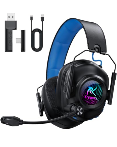 Krysenix Wireless Gaming Headset with Noise Canceling Microphone - Blue - color: Blue