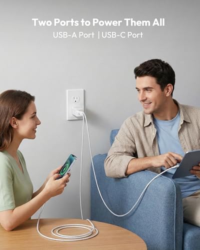 E&P 20W USB C Charger, Lightning Protection 2-Port GaN Fast Block - color: white, size: 1Pack 0FT