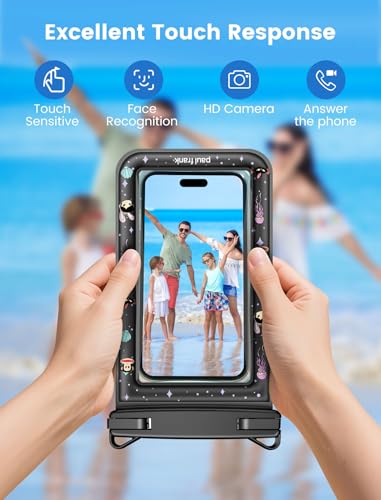 Paul Frank Waterproof Phone Pouch Floating, 2 Pack IPX8 Waterproof Phone Case with Lanyard for iPhone 17 16 15 14 Pro Max Galaxy S25 S24, Cellphone Dry Bag Beach Cruise Ship Essentials(up to 8.5") - color: Black&Black