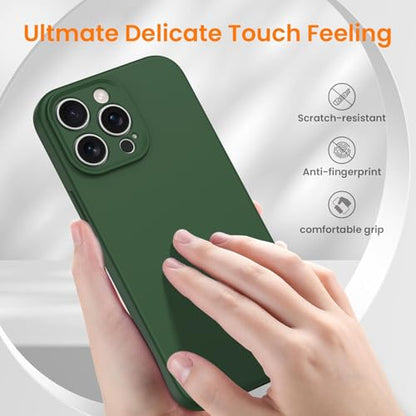 Compatible with iPhone 13 Pro Max Case, Shockproof Liquid Silicone Protective Phone Case with Soft Anti-Scratch Microfiber Lining Ultra Slim Drop Protection Phone Cover (Army Green) - color: Army Green, size: iPhone 13 Pro Max