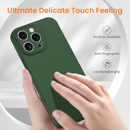 Compatible with iPhone 15 Pro Case, Shockproof Liquid Silicone Protective Phone Case with Soft Anti-Scratch Microfiber Lining Ultra Slim Drop Protection Phone Cover (Army Green) - color: Army Green, size: iPhone 15 Pro