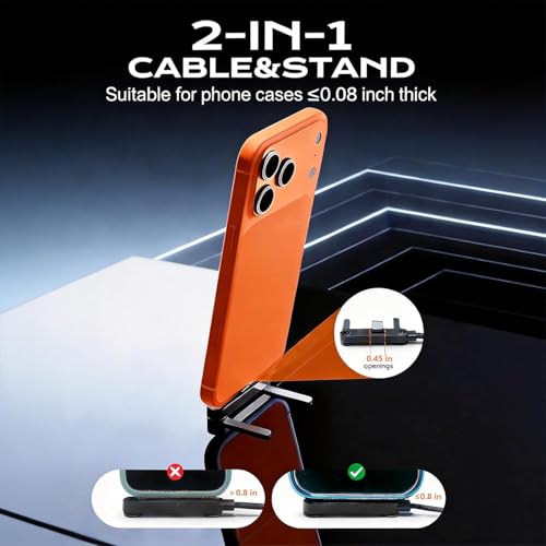 Invisible Holder Charger Cable, 240W PD Fast Charging, 4.9FT - size: 2PCS ( C to C & C to Lightning )