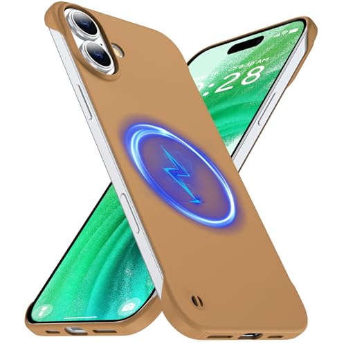 GRECAZO Magnetic Slim Frameless Case for iPhone 17, Mocha Brown | Compatible with MagSafe, Soft-Touch Matte Hard PC Cover, Ultra Thin Lightweight Minimalist, Pull Ring Lanyard, 6.3-Inch - color: Mocha Brown, size: iPhone 17