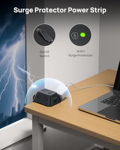 TROND Desk Clamp Power Strip, Surge Protector with USB C PD 20W - color: Black, size: 10FT (2C1U & PD 20W)