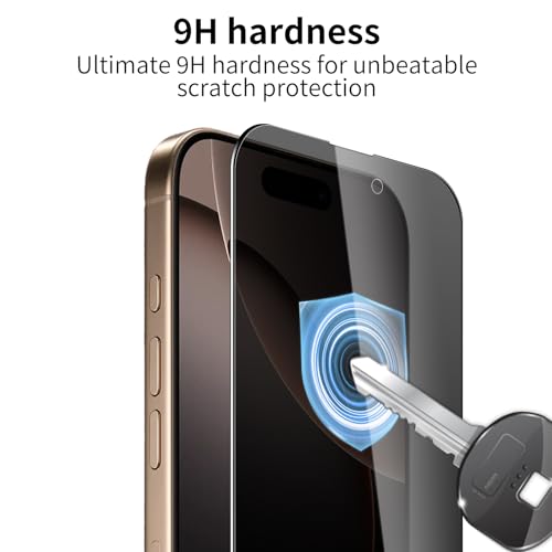 3 Pack Privacy Screen Protector for iPhone 16 Pro Max/17 Pro Max, 9H Hardness Double Shatterproof Anti-Spy Tempered Glass Film, Easy Installation, Case-Friendly - size: iPhone 16 Pro Max/17 Pro Max
