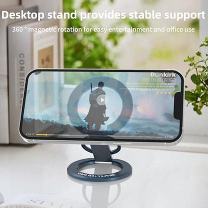 RESPECTED-BRO-Magnetic-Phone-Ring-Holder with Dual Rings, Compatible with iPhone 17/16/15/14/13/12, Multifunctional Stand for Desk,Office,Gym,Kitchen & All Metal Surfaces, Finger Loop Grip (Dark Blue) - color: Dark Blue