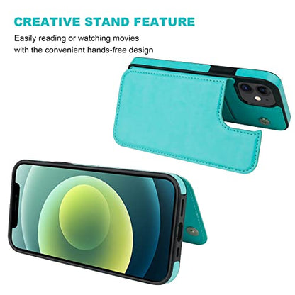 ONETOP for iPhone 12 Mini Wallet Case with Card Holder,LightBlue - color: Light Blue