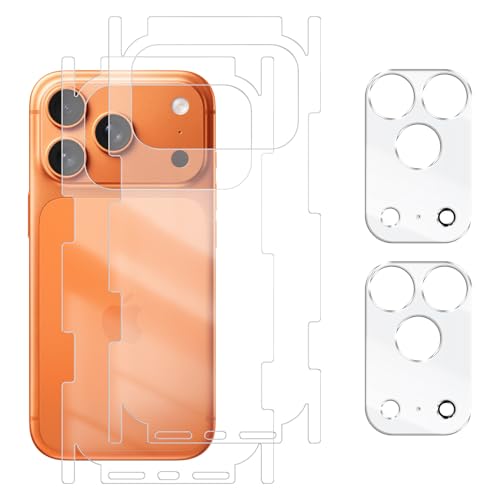 [2+2 Pack Flexible Back Screen Protector + Tempered Glass Camera Lens Protector for iPhone 17 Pro Max, HD Clear Anti Scratch Self-Healing Not Glass Full Wrapped Edge Soft TPU Hydrogel Film