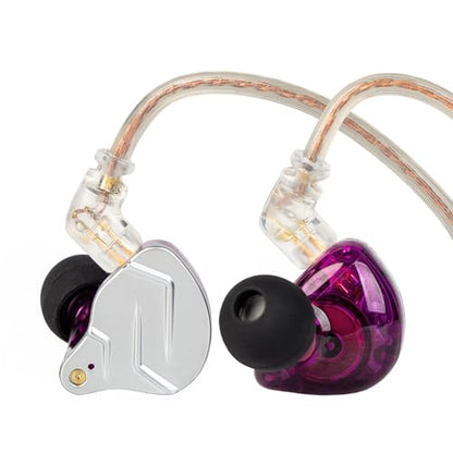 KZ ZSN Pro in Ear Monitor Headphones, 1BA 1DD Hybrid Driver Wired Gaming Earbuds, Deep Bass Sound Wired Ear Buds, HiFi IEM for Gaming Music Video Calling Singer Musician Drummer DJ (with mic, Purple) - color: Purple, style: with mic