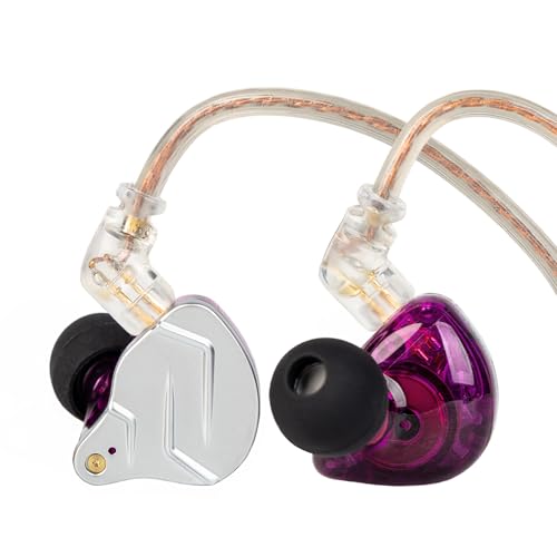 KZ ZSN Pro in Ear Monitor Headphones, 1BA 1DD Hybrid Driver Wired Gaming Earbuds, Deep Bass Sound Wired Ear Buds, HiFi IEM for Gaming Music Video Calling Singer Musician Drummer (Without mic, Purple) - color: Purple, style: without mic
