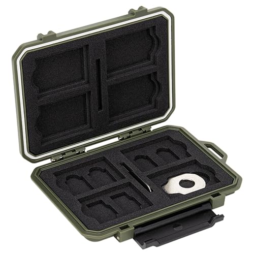 Kiorafoto 18 Slot Memory Card Case for 8 SD & 4 TF & & 4 CFA & 2 SIM Green - size: For 8 SD+4 TF+4 CFA+2 Nano SIM(GREEN)