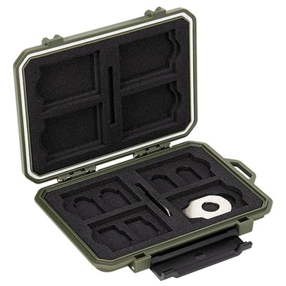 Kiorafoto 18 Slot Memory Card Case for 8 SD & 4 TF & & 4 CFA & 2 SIM Green - size: For 8 SD+4 TF+4 CFA+2 Nano SIM(GREEN)