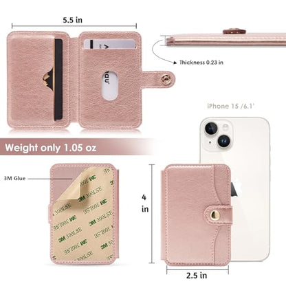 M-Plateau Phone Wallet Stick on, Adhesive Slim Credit Card Holder - color: Pink