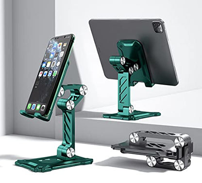 Phone Stand for Desk. Foldable Desktop Mobile Phone Stand with Angle Height Adjustable, Portable Office Cell Phone Holder, Cradle, Dock. Fits All 4.7-13in iPhone/Smartphone/iPad/Tablet. - color: Green