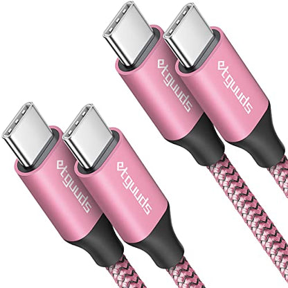 etguuds USB C to USB C Cable 6ft, 2-Pack 60W C to C Cable Fast Charging - color: Pink, size: 6ft