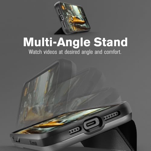 VENA vCommute for iPhone 17 Pro Max Wallet Case, Black | Military-Grade Drop Protection, Premium Leather Magnetic Flap Cover, Hidden Card Holder, RFID Blocking, Multi-Angle Kickstand - color: Classic - Black, size: iPhone 17 Pro Max
