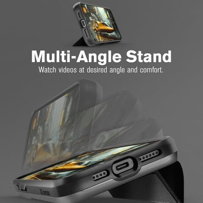 VENA vCommute for iPhone 17 Pro Max Wallet Case, Black | Military-Grade Drop Protection, Premium Leather Magnetic Flap Cover, Hidden Card Holder, RFID Blocking, Multi-Angle Kickstand - color: Classic - Black, size: iPhone 17 Pro Max