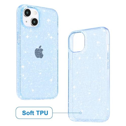 JJGoo for iPhone 13 Case, Glitter Soft TPU Shockproof Protective Bumper Cover, Sparkle Bling Sparkly Cute Slim Women Girls Phone Case for iPhone 13, 6.1inch, Blue Glitter - color: Glitter Blue