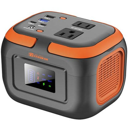 Portable Power Station 120W, 110V Power Bank with DC AC Outlet - color: Grey Orange