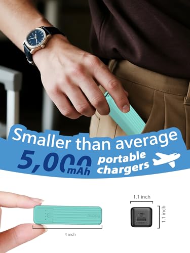 Miady 2-Pack Small Portable Charger 5000mAh Power Bank Travel Battery Pack - color: Green+Purple