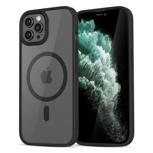 LoeoeL for iPhone 11 Pro Max Case Clear Mag Safe, Ultra Thin Slim Cover Magnetic Compatible with Magsafe Phone Case for Women Men Girl, Cute Soft TPU Silicone & Transparent Hard Plastic, Black - color: Black, size: 11 Pro Max