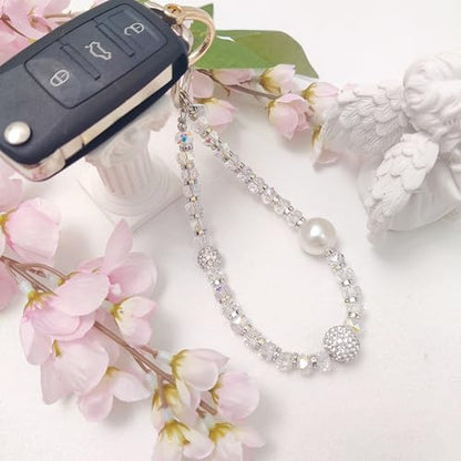 Cute Phone Wrist Strap Chic Beaded Cellphone Lanyard Phone Charm Grip Strap - color: Glitter Colorful