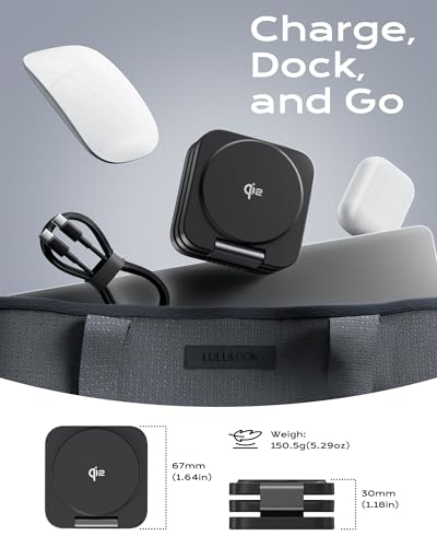 Qi2 Certified 3 in 1 Travel Charger MagSafe Compatible, Foldable Wireless Charger Stand, Mag-Safe 3 in 1 Charging Station,15W Fast Charging for iPhone 18/17/16/15/14/13/12, Apple Watch, AirPods