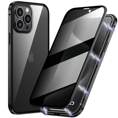 Magnetic Titanium for iPhone 15 Pro Privacy Screen Case Full Body Cover - color: Black Titanium, size: iPhone 15 Pro