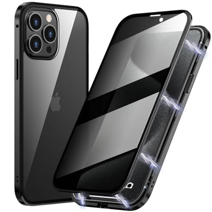 Magnetic Titanium for iPhone 15 Pro Privacy Screen Case Full Body Cover - color: Black Titanium, size: iPhone 15 Pro