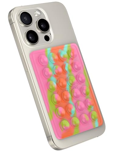 StickyGrippy Suction Phone Case Mount, Sillicon Adhesive Phone Accessory for iPhone and Android, Hands-Free Fidget Toy Mirror Shower Phone Holder, Tiktok Videos and Selfies (Rainbow) - color: Rainbow