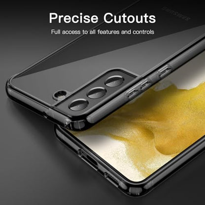 JETech Case for Samsung Galaxy S22, Anti-Yellowing, Black | Shockproof Protection, Scratch Resistant Hard PC Back, Durable Transparent TPU Bumper - color: Black