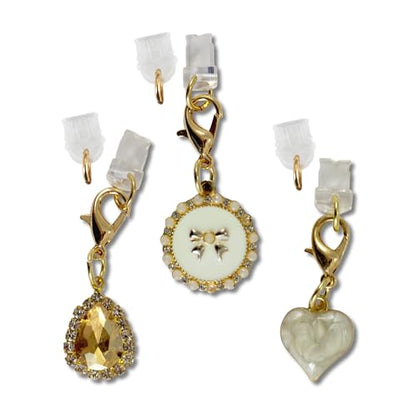 Sonix Dust Plugs - USB C + Lightning Compatible - Charging Port Charms (3 Pack) - Coquette - Heart, Teardrop Jewel, Enamel Bow - color: Coquette