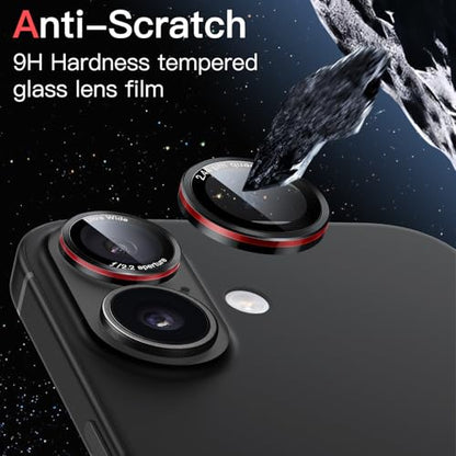 JETech Camera Lens Protector for iPhone 16/16 Plus, Black+Red, 1 Set - size: iPhone 16/16 Plus