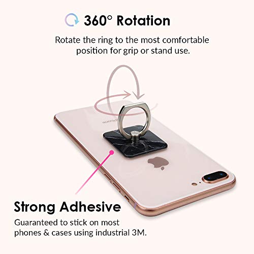 Velvet Caviar Cell Phone Ring Holder - Finger Ring & Stand - Improves Phone Grip Compatible with iPhone, Galaxy and Most Cases (Except Silicone/Leather) - Black Marble - color: Black Marble