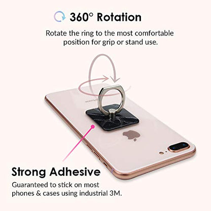Velvet Caviar Cell Phone Ring Holder - Finger Ring & Stand - Improves Phone Grip Compatible with iPhone, Galaxy and Most Cases (Except Silicone/Leather) - Black Marble - color: Black Marble