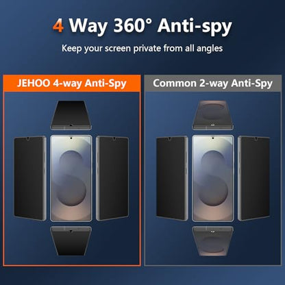[2 Pack] 4 Way 360 °Matte TPU Privacy Screen Protector for Samsung Galaxy S25 Ultra (Not Glass), Fingerprint Sensor Compatible, Anti-Glare Full Adhesive Flexible Film