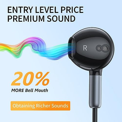 BENEWY Wired Earbuds 3.5mm Magnetic Earphones with Microphone Headphones - color: Black