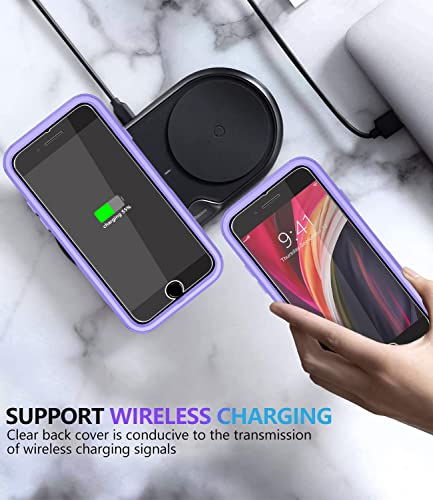 Diverbox Designed for iPhone SE case with Screen Protector Heavy Duty Shockproof Shock-Resistant Cases for Apple iPhone se Phone 2022/2020 Release (Purple) - color: Purple