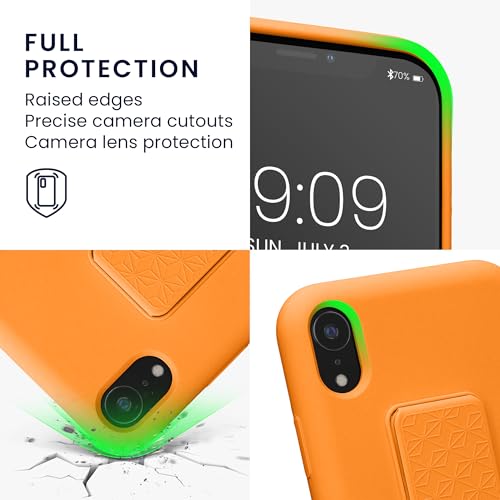 kwmobile Case for Apple iPhone XR Case - Soft TPU Cover with Silicone Coating - with Hand Strap and Stand Function - Shockproof - Fruity Orange - color: Fruity Orange