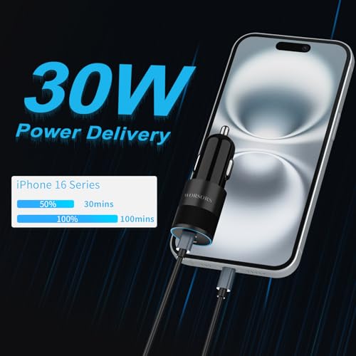 6 Pack 60W USB C Fast Car Charger 2-Port Adapter for iPhone/Android Phones